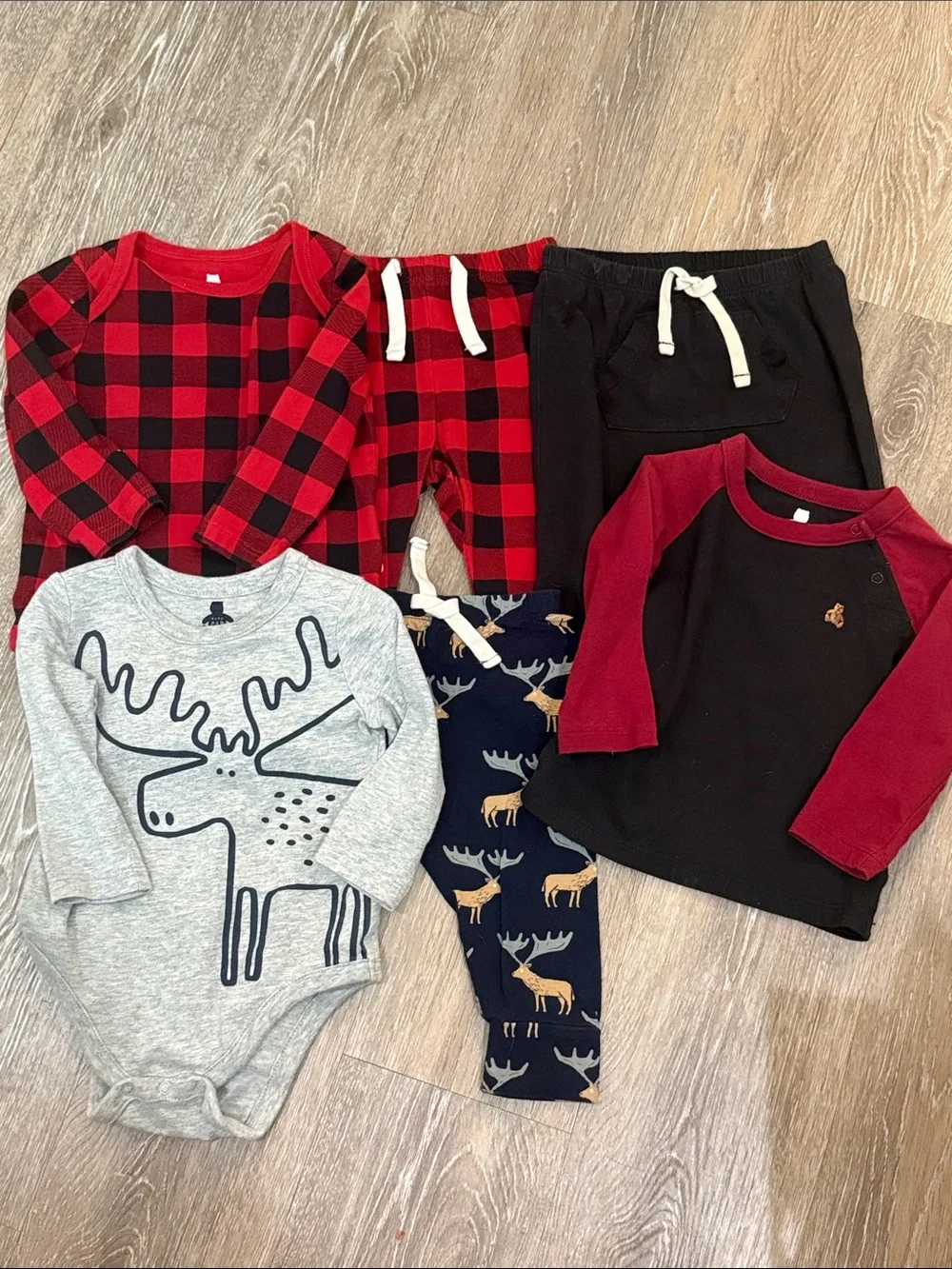 babyGap Baby Boy Winter Buffalo Plaid Moose Bear Pants Outfits Bundle Lot 6-12M